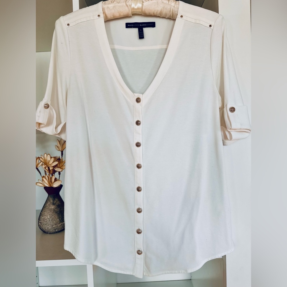 White House Black Market White Short Sleeve Top